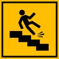 Slippery stairs warning sign Royalty Free Stock Photo