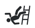 Slippery Stairs Warning. Stickman Figure Falling Down The Stairs. Workplace Safety And Injury Precaution Symbol Royalty Free Stock Photo