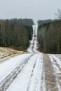 Slippery steep road called Shady Lane Ave in Merrill, Wisconsin Royalty Free Stock Photo