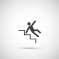 Slippery steps icon. man falling on stairs Royalty Free Stock Photo