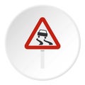 Slippery when wet road sign icon circle Royalty Free Stock Photo