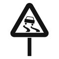 Slippery when wet road sign icon, simple style Royalty Free Stock Photo