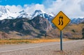 Slippery when wet warning road sign Royalty Free Stock Photo