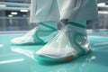 Slipresistant shoe covers designed for use in clea Royalty Free Stock Photo