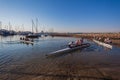 Athletes Rowing Canoes Regatta Royalty Free Stock Photo