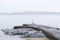 Slipway pier jetty for boats construction in concrete old stone in Arduaine at Argyll and Bute Scotland