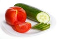 Slised tomatoes and cucumber on a plate