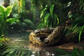 Slithering Anaconda snake forest tropical. Generate Ai