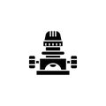 Slitting machine black icon concept. Slitting machine flat vector symbol, sign, illustration. Royalty Free Stock Photo