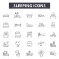 Slleping line icons, signs, vector set, outline illustration concept Royalty Free Stock Photo