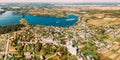 Slobodka, Braslaw District, Vitebsk Voblast, Belarus. Aerial View Of Potsekh Lake Near Slobodka Village. Church of Royalty Free Stock Photo