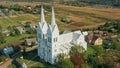 Slobodka, Braslaw District, Vitebsk Voblast, Belarus. Aerial View Of Potsekh Lake Near Slobodka Village. Church of Royalty Free Stock Photo