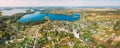 Slobodka, Braslaw District, Vitebsk Voblast, Belarus. Aerial View Of Potsekh Lake Near Slobodka Village. Church of Royalty Free Stock Photo