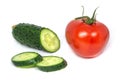 Sloced cucumber and tomato isolate on white Royalty Free Stock Photo