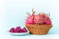 Sloced red dragon fruit, tropical fruit Royalty Free Stock Photo