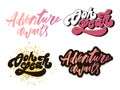 slogan Adventure awaits, oh yeah phrase graphic vector Print Fashion lettering Royalty Free Stock Photo