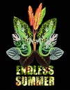 Slogan endless summer lizard print