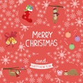 Slogan Merry christmas bell ball sock lazybones set