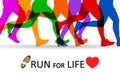 Slogan Run for Life. Sportsman running -