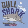 Slogan Shark Attack. fashion drawing tee print design Royalty Free Stock Photo