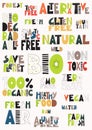 Slogans and words. Environmental protection. Colored letters. Vector illustration.