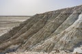 The slope of Mount Bokty from limestone and chalk deposits in the Kazakh steppe, the relief of the hillside Royalty Free Stock Photo