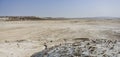 The slope of Mount Bokty from limestone and chalk deposits in the Kazakh steppe, the relief of the hillside Royalty Free Stock Photo