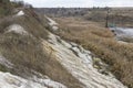 A slope of a non-working side of a clay pit