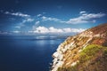 Slope with road along Mediterranean sea on island of Elba in classic clue color Royalty Free Stock Photo