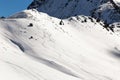 The slopes of the mountains in the snow with traces of skis. Royalty Free Stock Photo