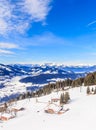 On the slopes of the ski resort Hopfgarten, Tyrol Royalty Free Stock Photo