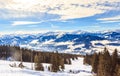 On the slopes of the ski resort Hopfgarten, Tyrol Royalty Free Stock Photo