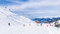 On the slopes of the ski resort of Meribel Royalty Free Stock Photo