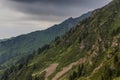 Slopes of Trans-Ili Alatau Zailiyskiy Alatau mountain range near Almaty, Kazakhst Royalty Free Stock Photo