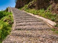 Sloping stone steps on a walking trail below the cable car to the Botanical Gardens in Monte, above Funchal in Madeira
