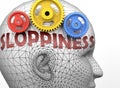 Sloppiness and human mind - pictured as word Sloppiness inside a head to symbolize relation between Sloppiness and the human Royalty Free Stock Photo
