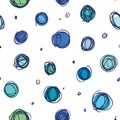 Sloppy circles, random doodle dots seamless pattern