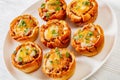 Sloppy joe cups on white plate, top view Royalty Free Stock Photo