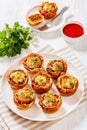 Sloppy joe cups on white plate, top view Royalty Free Stock Photo