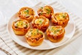 Sloppy joe cups on white plate, top view Royalty Free Stock Photo