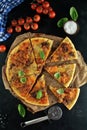 Sloppy Joe Pizza with Cheddar, Ground Beef and Suace Royalty Free Stock Photo