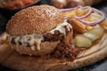 Sloppy joes ground beef burger sandwich Royalty Free Stock Photo