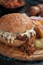 Sloppy joes ground beef burger sandwich Royalty Free Stock Photo