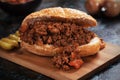 Sloppy joes ground beef burger sandwich Royalty Free Stock Photo