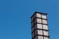 Sloss Furnaces National Historic Landmark, Birmingham Alabama USA, steel framed tower isolated against a blue sky, creative copy s