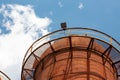 Sloss Furnaces National Historic Landmark, Birmingham Alabama USA, view looking up through a circular walkway, shadows from blue s Royalty Free Stock Photo