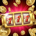 Slot Machine Banner Vector. Casino Luck Word. Big Win 777 Lottery. Poster. Illustration Royalty Free Stock Photo