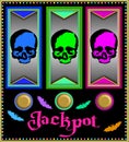 Slot machine with colorful skulls