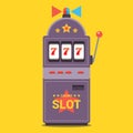 Slot machine flat with flasher. win the jackpot at the casino. the number 777 fell out.