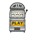 Slot machine gambling device sketch vector